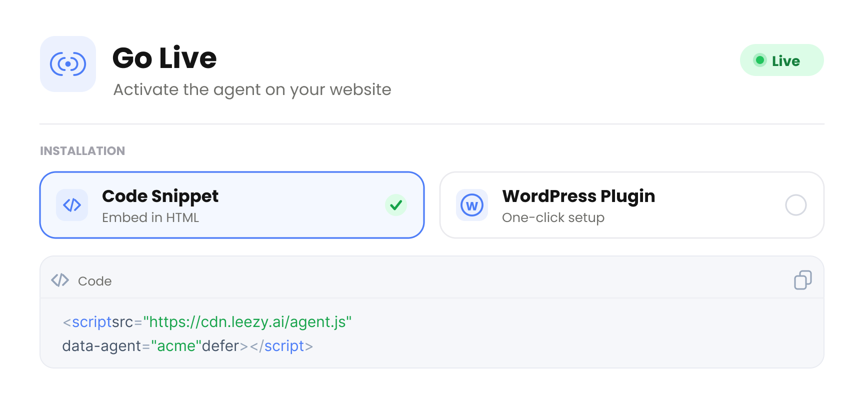 The AI sales agent qualifies a visitor and books a meeting in real time on the website